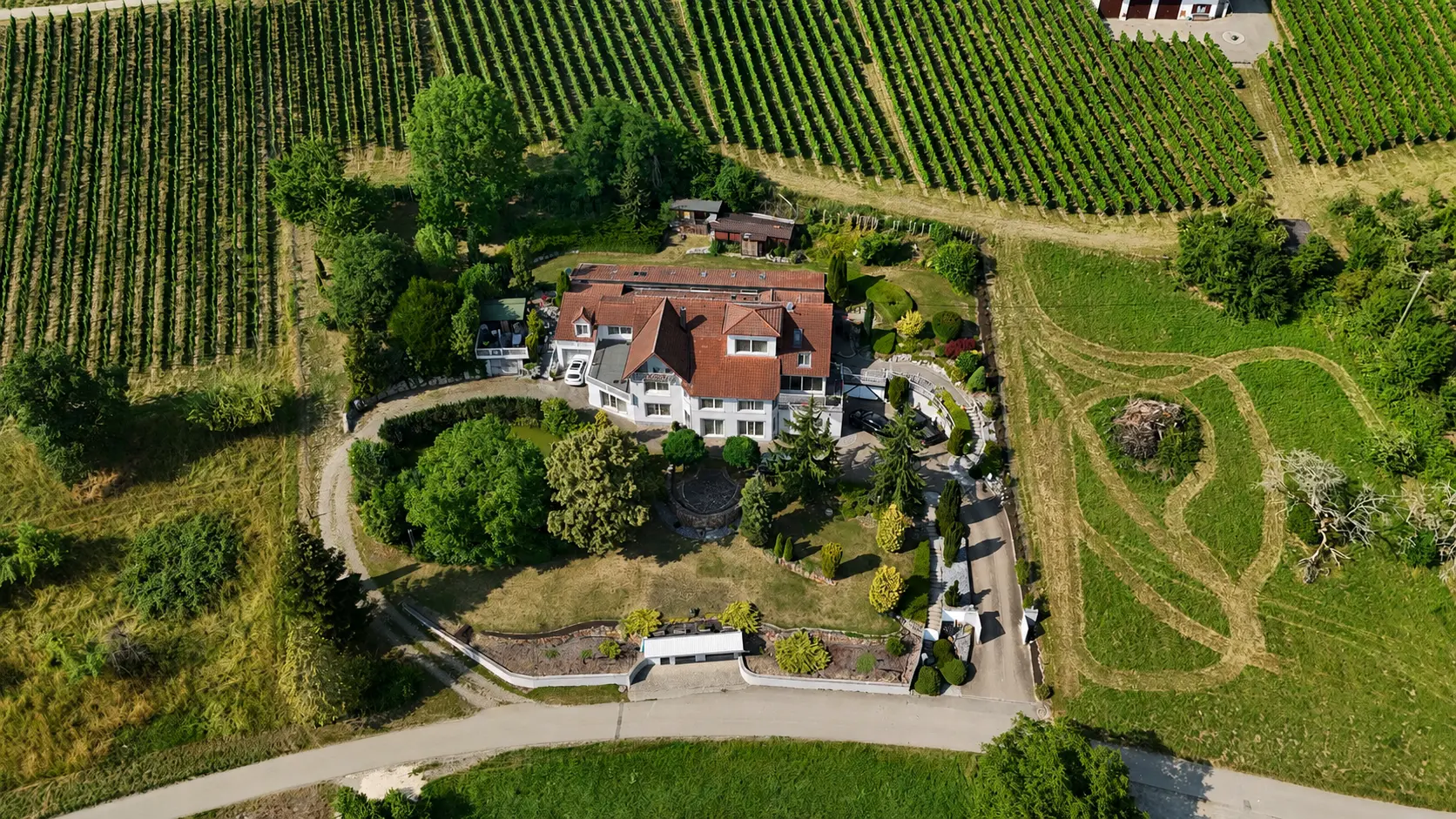Hochwertiges Anwesen in Weinberglage aus der Luft