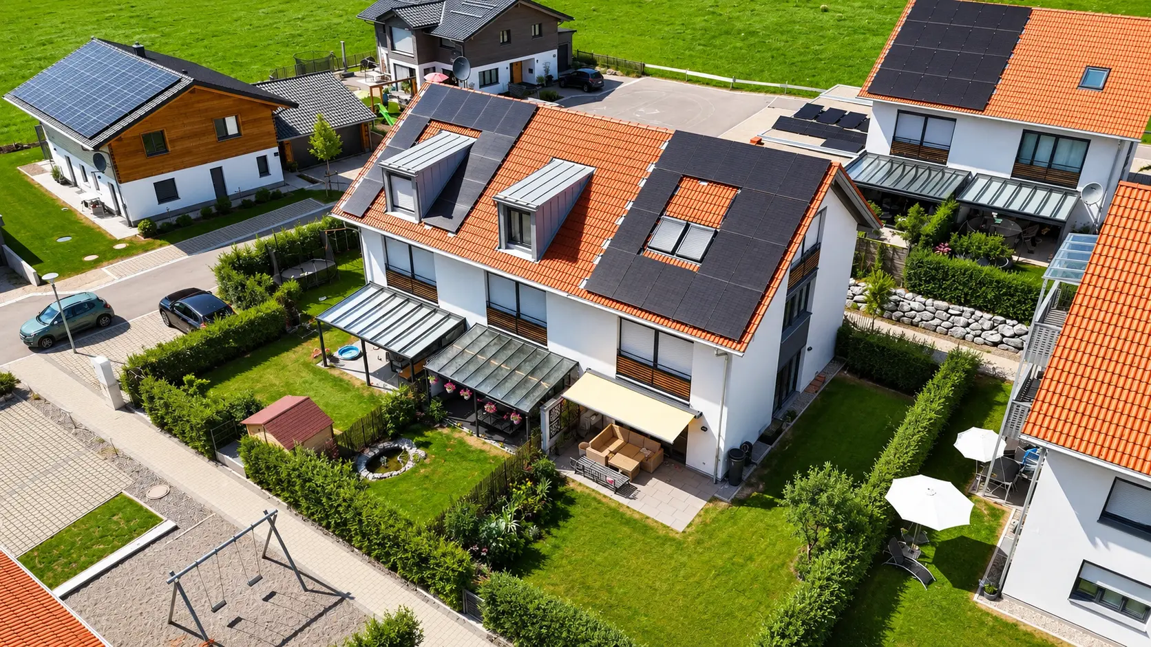 Anwesen in regionaler Lage aus der Luft